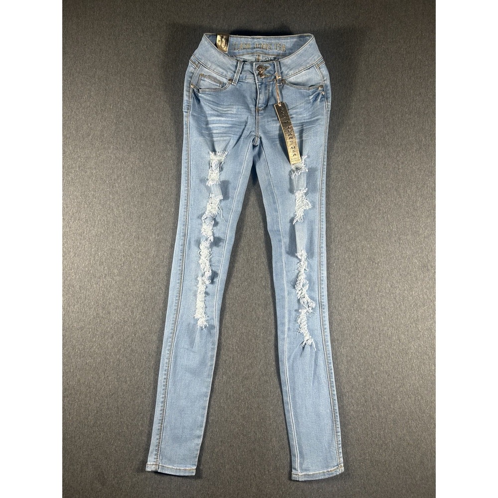 Clash Jeans USA Distressed Light Wash Skinny Jeans Size 0